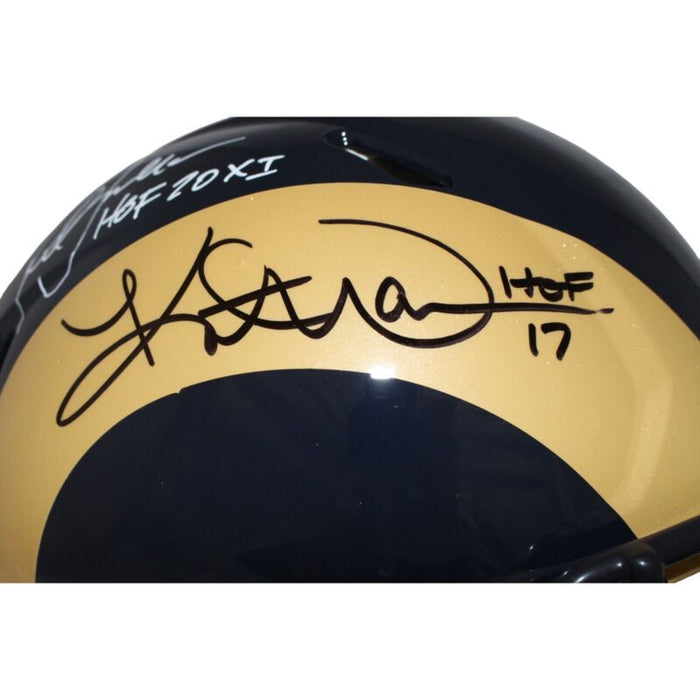 Kurt Warner Marshall Faulk Signed TB Authentic Rams Helmet HOF BAS 42346