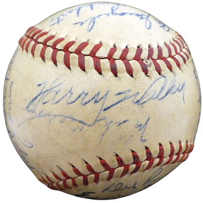 Enos Slaughter St. Louis Cardinals Signed Baseball 27 Sigs A52646 (BAS COA)