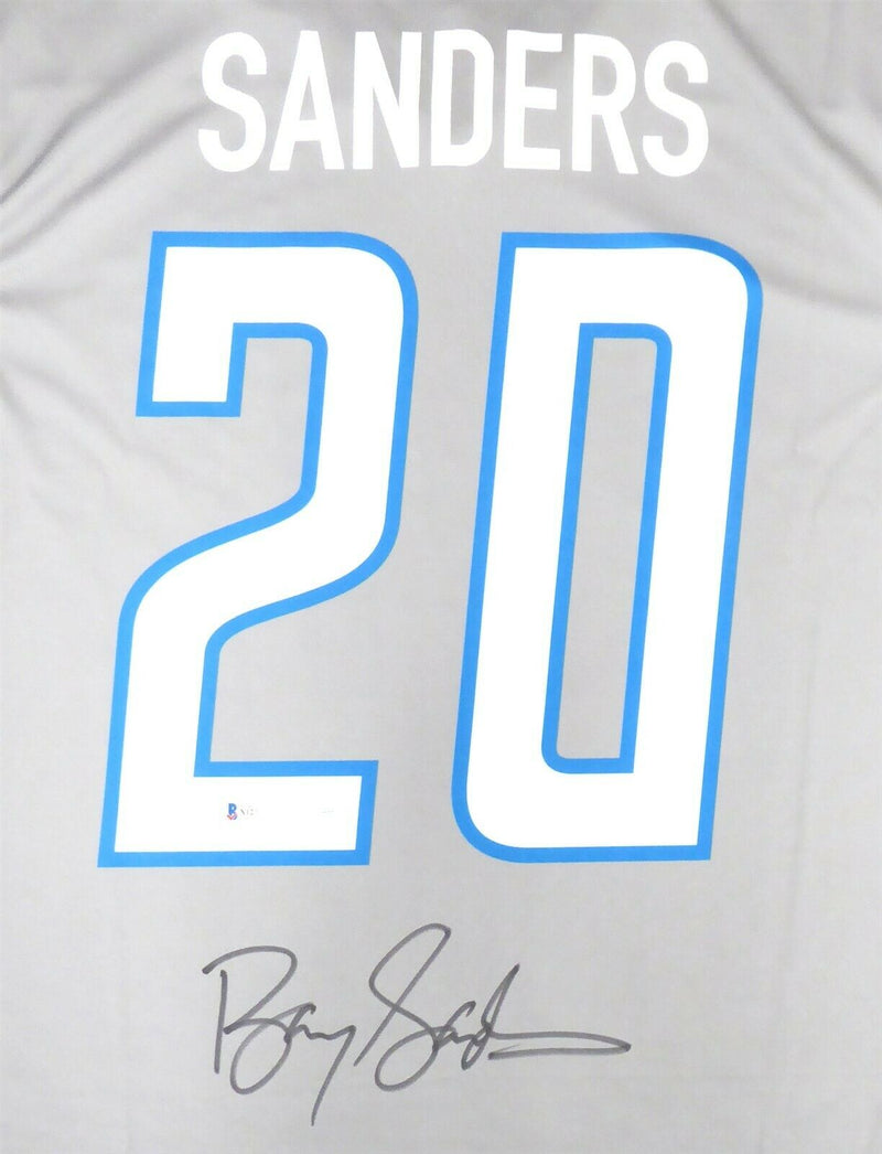 BARRY SANDERS DETROIT LIONS AUTOGRAPHED SIGNED GRAY NIKE JERSEY SIZE L 191118 (BAS COA)