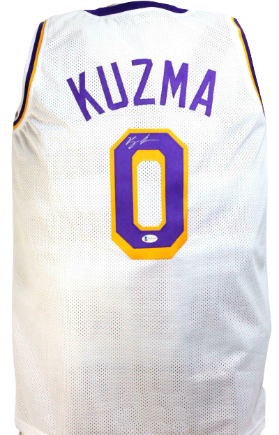 Kyle Kuzma Los Angeles Lakers Autographed White w/ Purple Pro Style Basketball Jersey- (BAS COA)