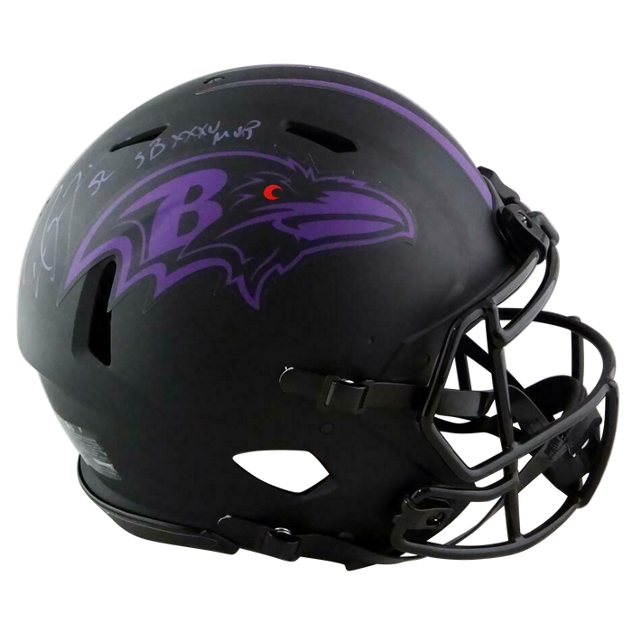 Ray Lewis Baltimore Ravens Signed F/S Speed Eclipse Authentic Helmet w/SB MVP (BAS COA)