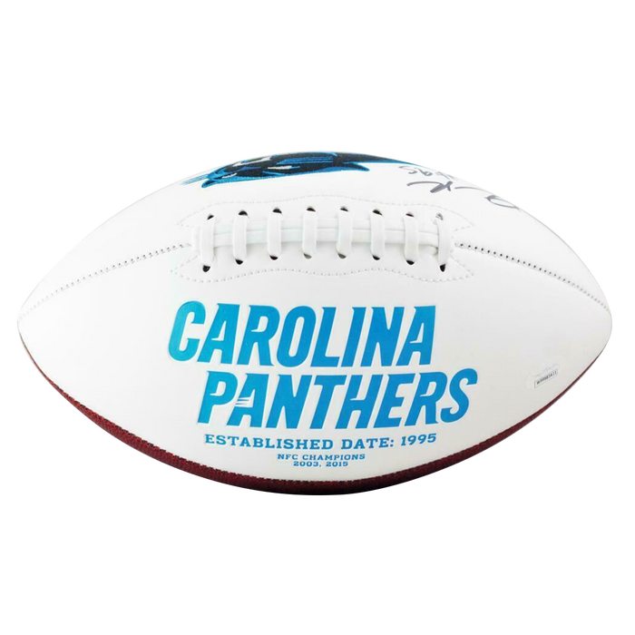 Derrick Brown Carolina Panthers Signed Logo Football (JSA COA)