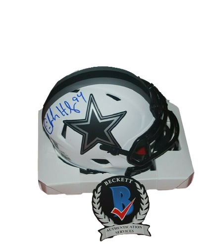 CHARLES HALEY Dallas Cowboys signed Lunar Eclipse Mini Helmet (BAS COA)