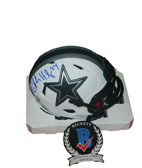 CHARLES HALEY Dallas Cowboys signed Lunar Eclipse Mini Helmet (BAS COA)