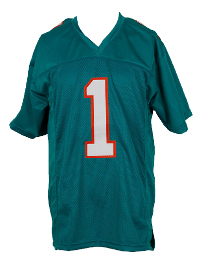 Tua Tagovailoa Miami Dolphins Signed Custom Teal Pro Style Football Jersey (BAS COA)