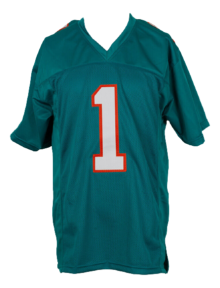 Tua Tagovailoa Miami Dolphins Signed Custom Teal Pro Style Football Jersey (BAS COA)
