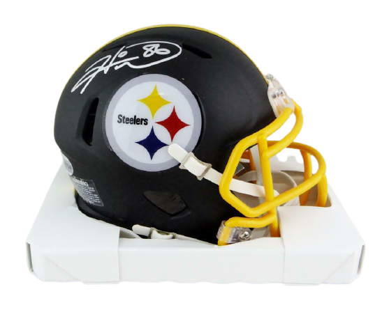 Hines Ward Pittsburgh Steelers Signed Pittsburgh Steelers Flat Black Mini Helmet *Silver (BAS COA)