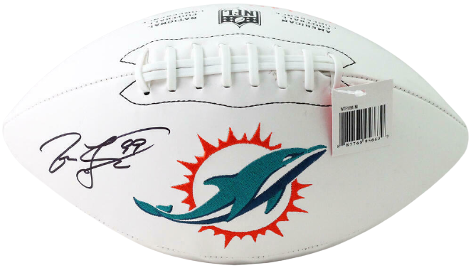 Jason Taylor Miami Dolphins Signed Miami Dolphins Logo Football (JSA COA)