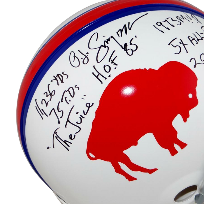 O.J. Simpson Buffalo Bills Signed F/S Authentic 65-73 TB Helmet W/ 7 Stats (JSA COA)