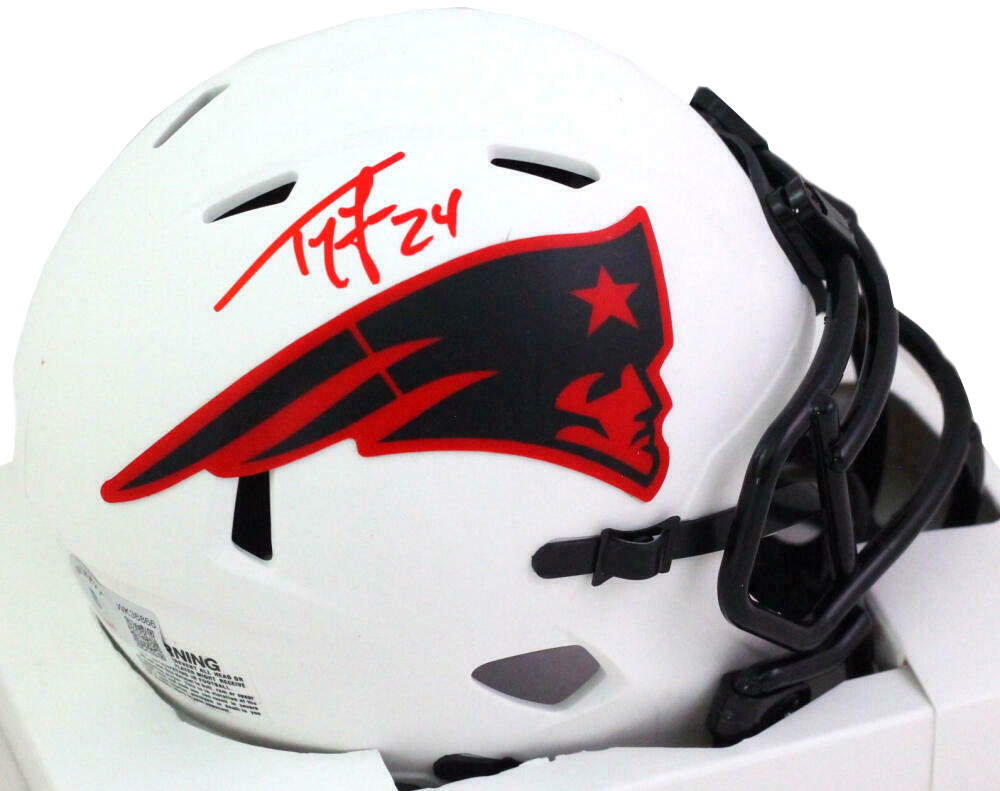 Ty Law New England Patriots Autographed Lunar Speed Mini Helmet- (BAS COA)