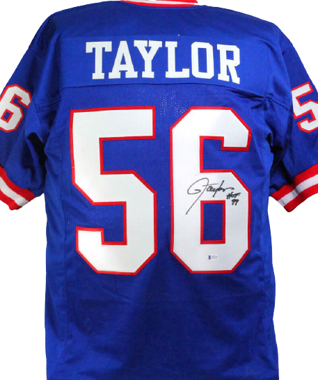 Giants Lawrence Taylor HOF 99 Signed White Mitchell & Ness Jersey BAS  Witness