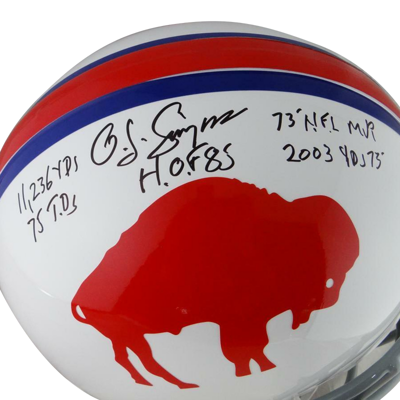O.J. Simpson Buffalo Bills Signed F/S Authentic 65-73 TB Helmet W/ 5 Stats (JSA COA)