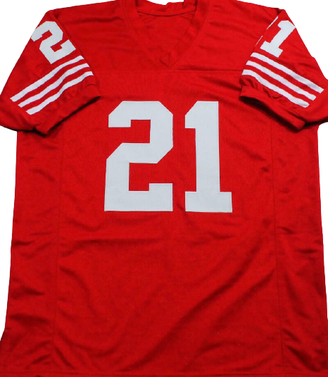 Deion Sanders San Francisco 49ers Signed Red with White Pro Style Jersey (BAS COA)