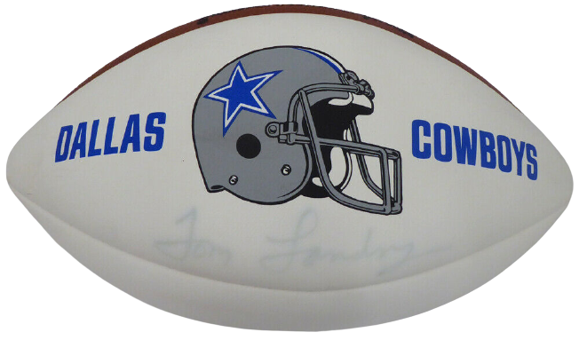 Tom Landry Dallas Cowboys  Autographed White Panel Football Cowboys (Light) F87696 (BAS COA)