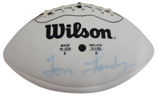 Tom Landry Dallas Cowboys Autographed Signed White Logo Football (Flat) V62721 (BAS COA)