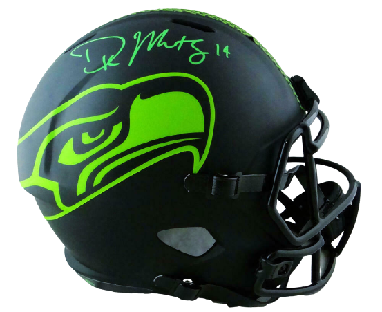 DK Metcalf Seattle Seahawks Signed Seattle Seahawks Full-sized Eclipse Helmet with 14 (BAS COA)