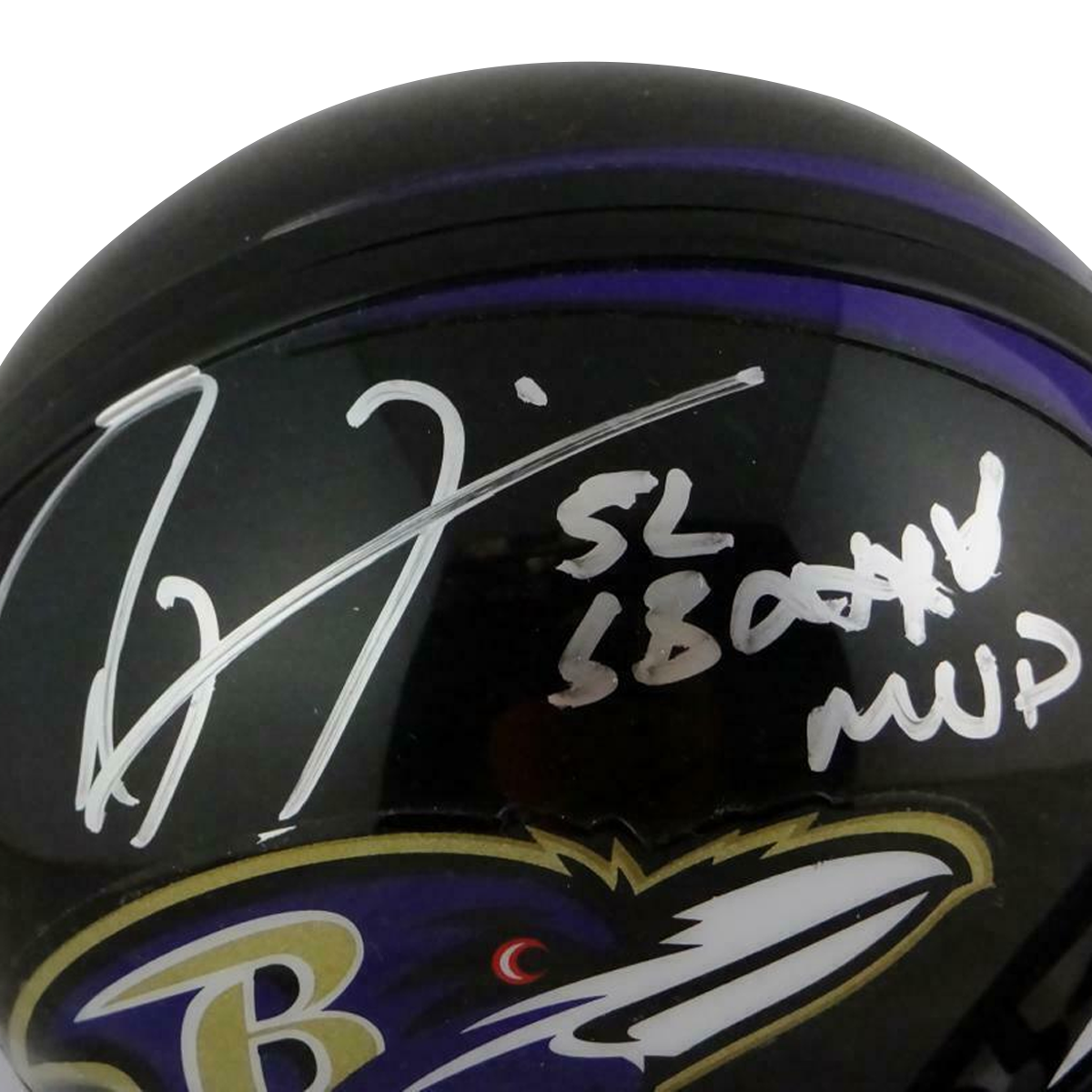 Ray Lewis Baltimore Ravens Signed Mini Helmet W/ SB MVP Insc (JSA COA)