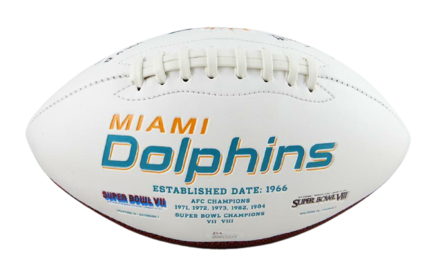 Jake Scott Miami Dolphins Signed Miami Dolphins Logo Football with MVP SB VII (JSA COA)
