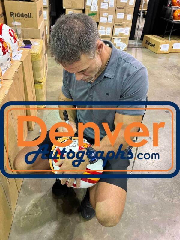 Mike Alstott Signed Tampa Bay Buccaneers F/S TB Helmet Insc. Beckett 42056