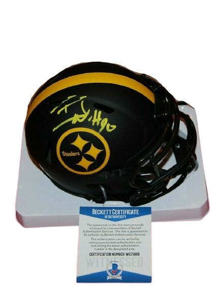 TJ Watt Pittsburgh Steelers Signed Eclipse Mini Helmet 2 (BAS COA)