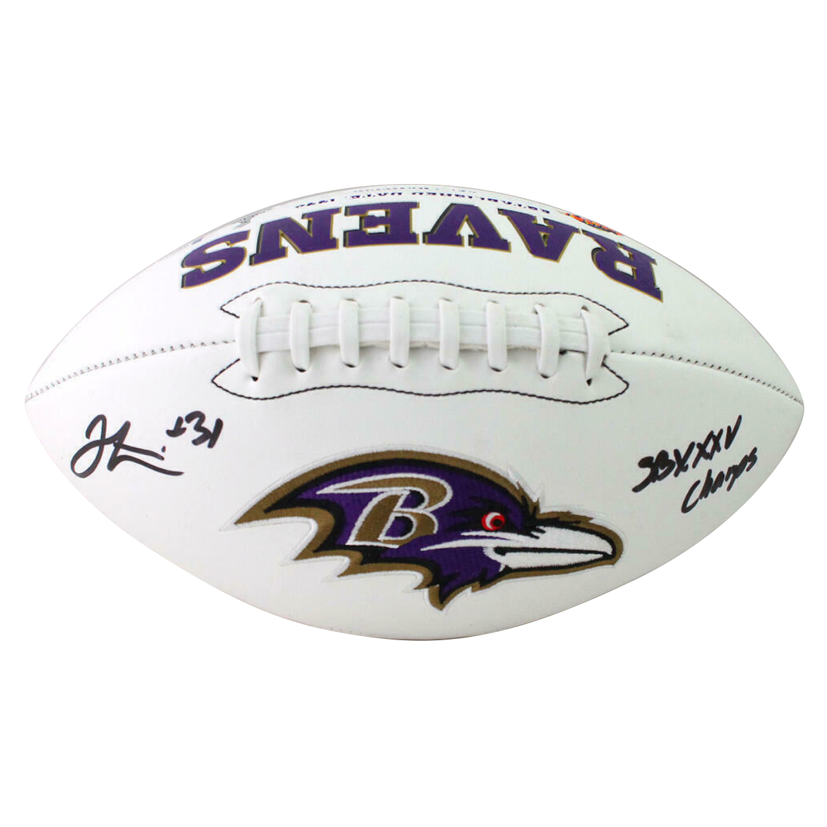 Jamal Lewis Baltimore Ravens Signed Logo Football w/ Insc (BAS COA)