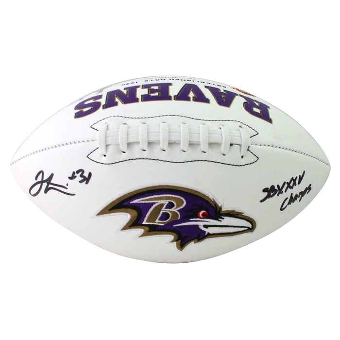 Jamal Lewis Baltimore Ravens Signed Logo Football w/ Insc (BAS COA)