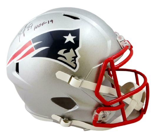 Ty Law New England Patriots Signed New England Patriots Full-sized Speed Helmet with HOF (BAS COA)