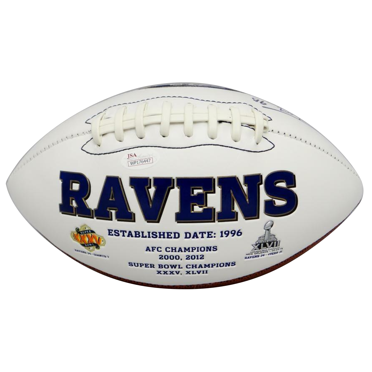 Tony Siragusa Baltimore Ravens Signed Logo Football (JSA COA)