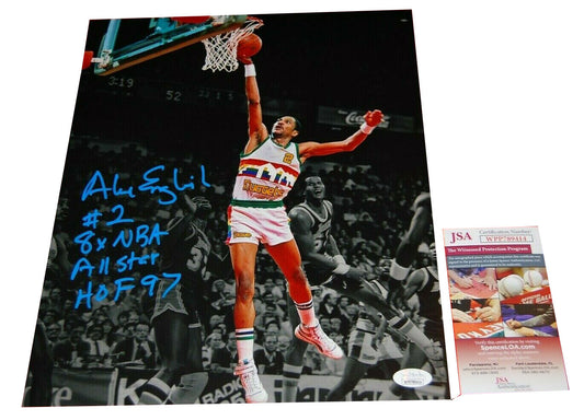 ALEX ENGLISH DENVER NUGGETS signed 11X14 photo (JSA COA)
