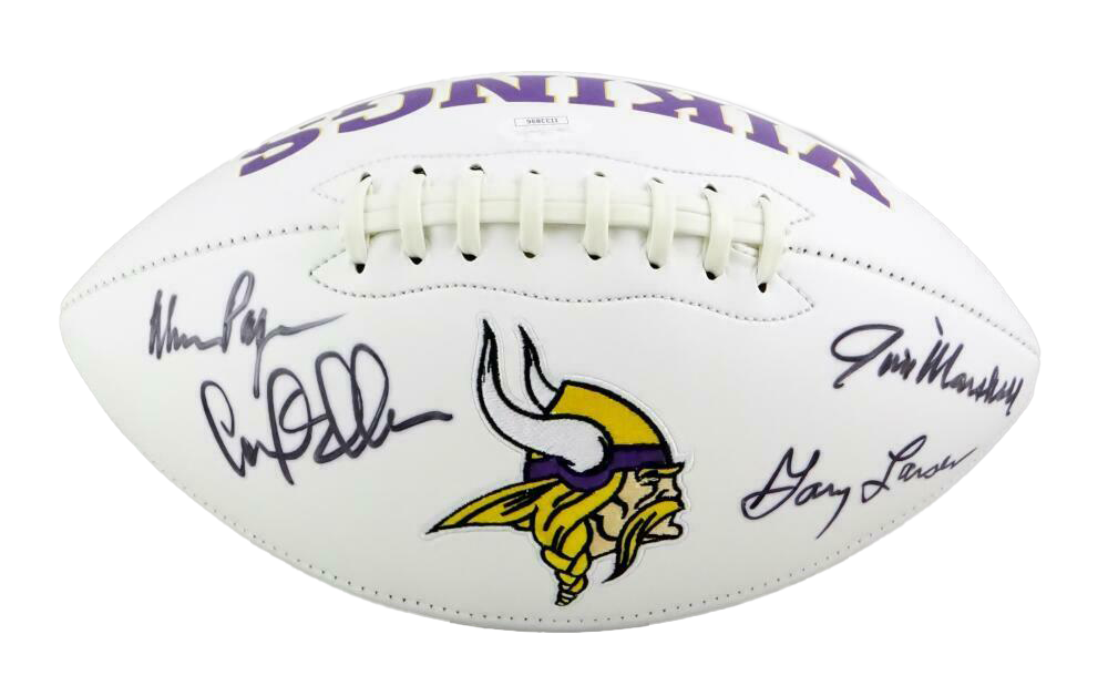Purple People Eaters Minnesota Vikings Autographed Minnesota Vikings Logo Football - (JSA COA)