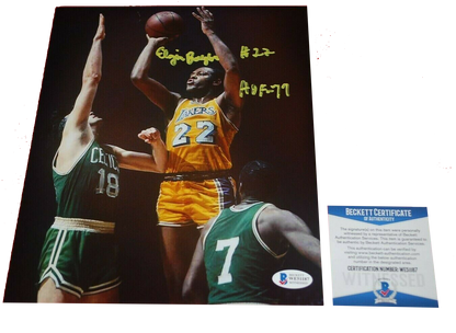 ELGIN BAYLOR Los Angeles Lakers signed 8X10 photo HOF 77 (BAS COA)