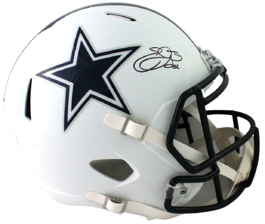 Emmitt Smith Dallas Cowboys Signed Full-sized Dallas Cowboys Flat White Speed Helmet (BAS COA)