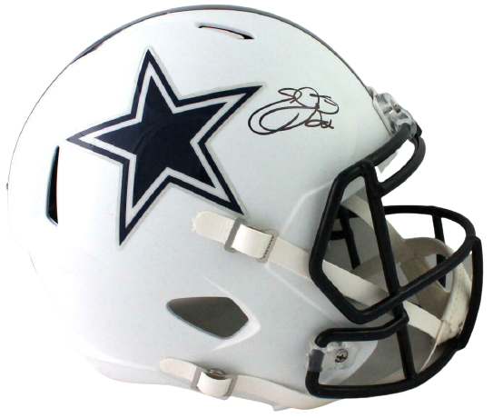 Emmitt Smith Dallas Cowboys Signed Full-sized Dallas Cowboys Flat White Speed Helmet (BAS COA)