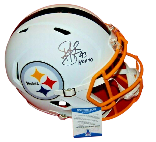 TROY POLUMALU Autographed Steelers Authentic White Matte Speed