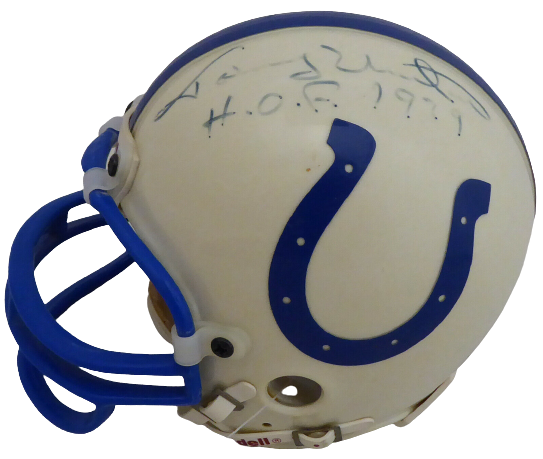 Johnny Unitas Baltimore Colts Mini Helmet "HOF 1979" Light BAS COA (Indianapolis)