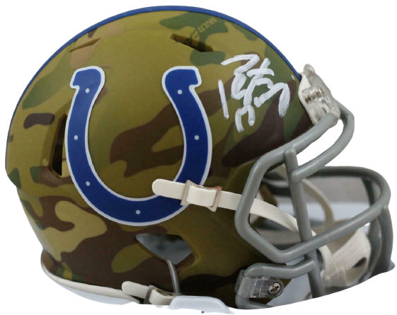 Peyton Manning Indianapolis Colts Signed Camo Speed Mini Helmet FAN COA (Baltimore)