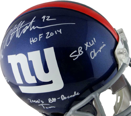 Michael Strahan New York Giants Signed NY Giants Full-sized ProLine Helmet with 5 Insc (JSA COA)