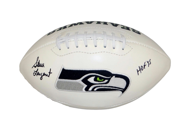 Steve Largent Seattle Seahawks Signed Seattle Seahawks Logo Football with HOF (JSA COA)