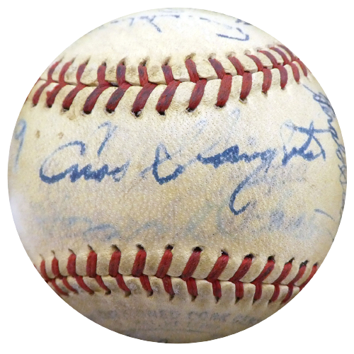 Enos Slaughter St. Louis Cardinals Signed Baseball 27 Sigs A52646 (BAS COA)