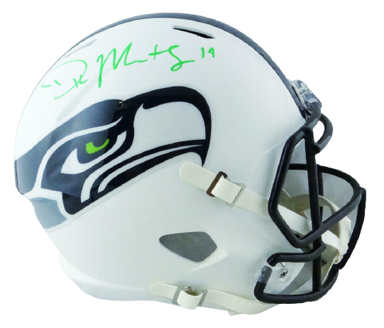 DK Metcalf Seattle Seahawks Signed Seattle Seahawks Full-sized Flat White Helmet (BAS COA)
