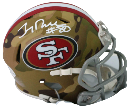 Jerry Rice San Francisco 49ers Signed San Francisco 49ers Camouflage Speed Mini Helmet (BAS COA)