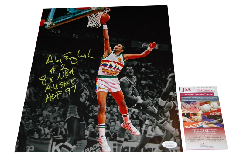 ALEX ENGLISH DENVER NUGGETS signed 11X14 photo JSA COA