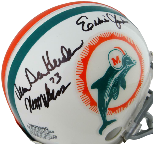 72 Dolphins Miami Dolphins Signed TB Mini Helmet with 7 Signatures *Dolphins 2 (JSA COA), , 