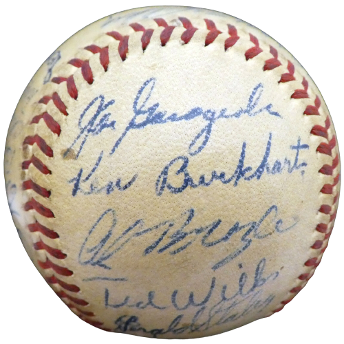 Enos Slaughter St. Louis Cardinals Signed Baseball 27 Sigs A52646 (BAS COA)