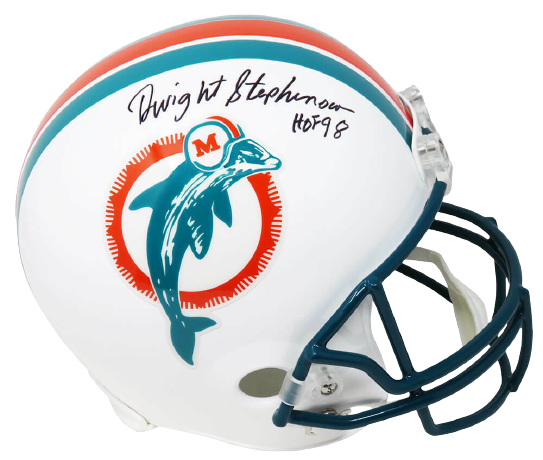 Dwight Stephenson Miami Dolphins Signed T/B Riddell F/S Replica Helmet w/HOF'98 (SCHWARTZ)