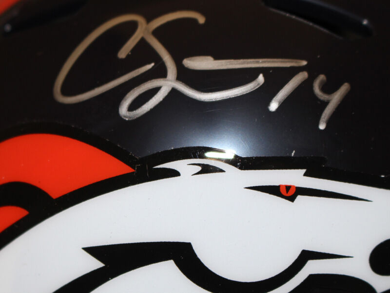 Courtland Sutton Autographed Denver Broncos Speed Mini Helmet Beckett 38531