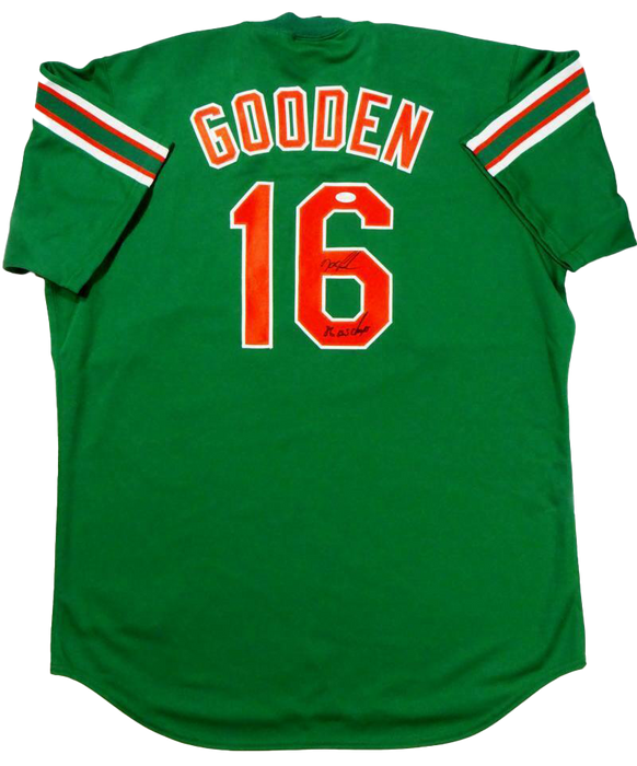 Doc Gooden New York Mets Signed New York Mets Green Majestic Jersey w/ 86 WS Champs- (JSA COA)