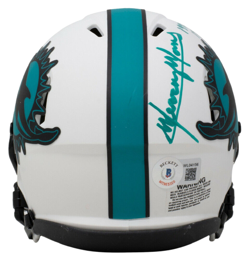 Mercury Morris Miami Dolphins Signed Mini Lunar Eclipse Speed Replica Helmet 17-0 w/Case (BAS COA)