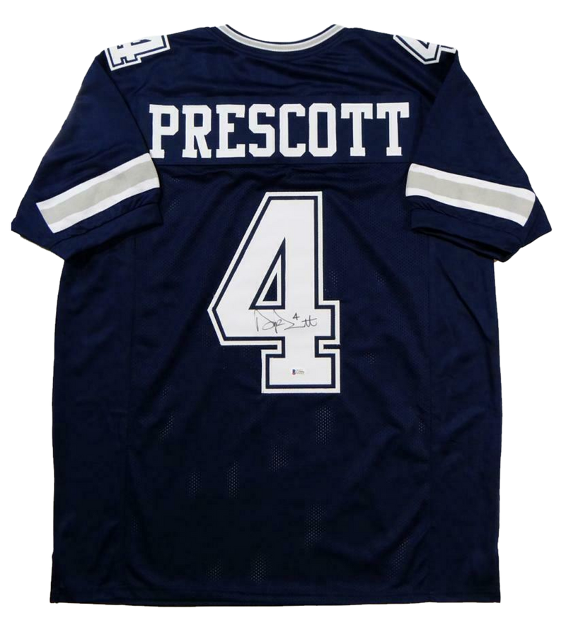 Dak Prescott Autographed Blue Pro Style Jersey (BAS COA)