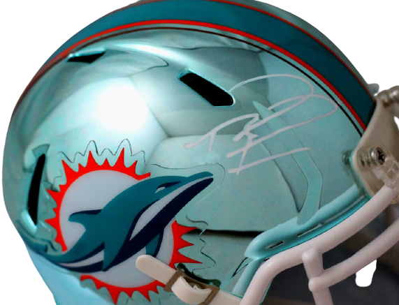 Tua Tagovailoa Miami Dolphins Signed Miami Dolphins Chrome Speed Mini Helmet (FAN COA)